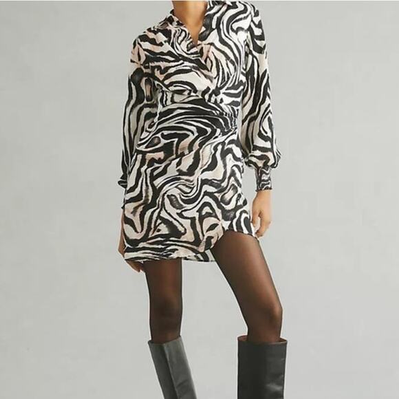 Anthropologie Black and White Zebra Print Dress - Picture 2 of 13
